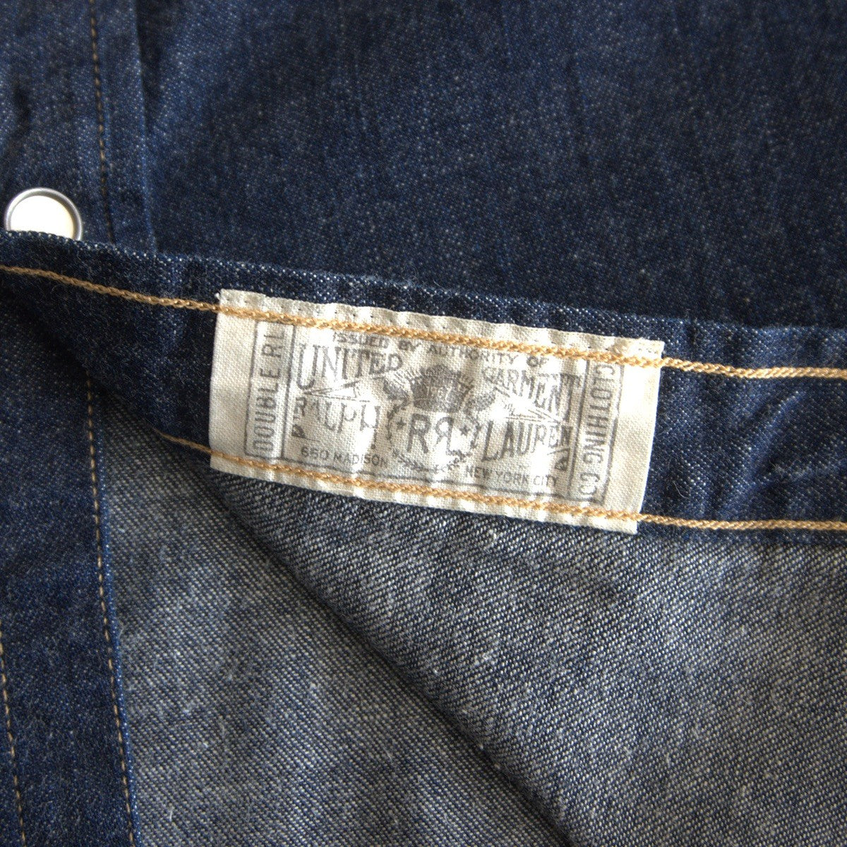 RRL Indigo Buffalo Denim Western Shirt Concho Button Size S