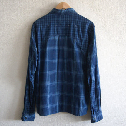 NIGEL CABOURN Indigo Check Medical Shirt Size L