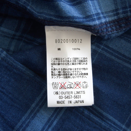 NIGEL CABOURN Indigo Check Medical Shirt Size L