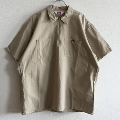 Ben Davis Half-zip short-sleeve workshirt Beige Size XL