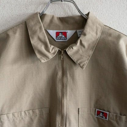 Ben Davis Half-zip short-sleeve workshirt Beige Size XL