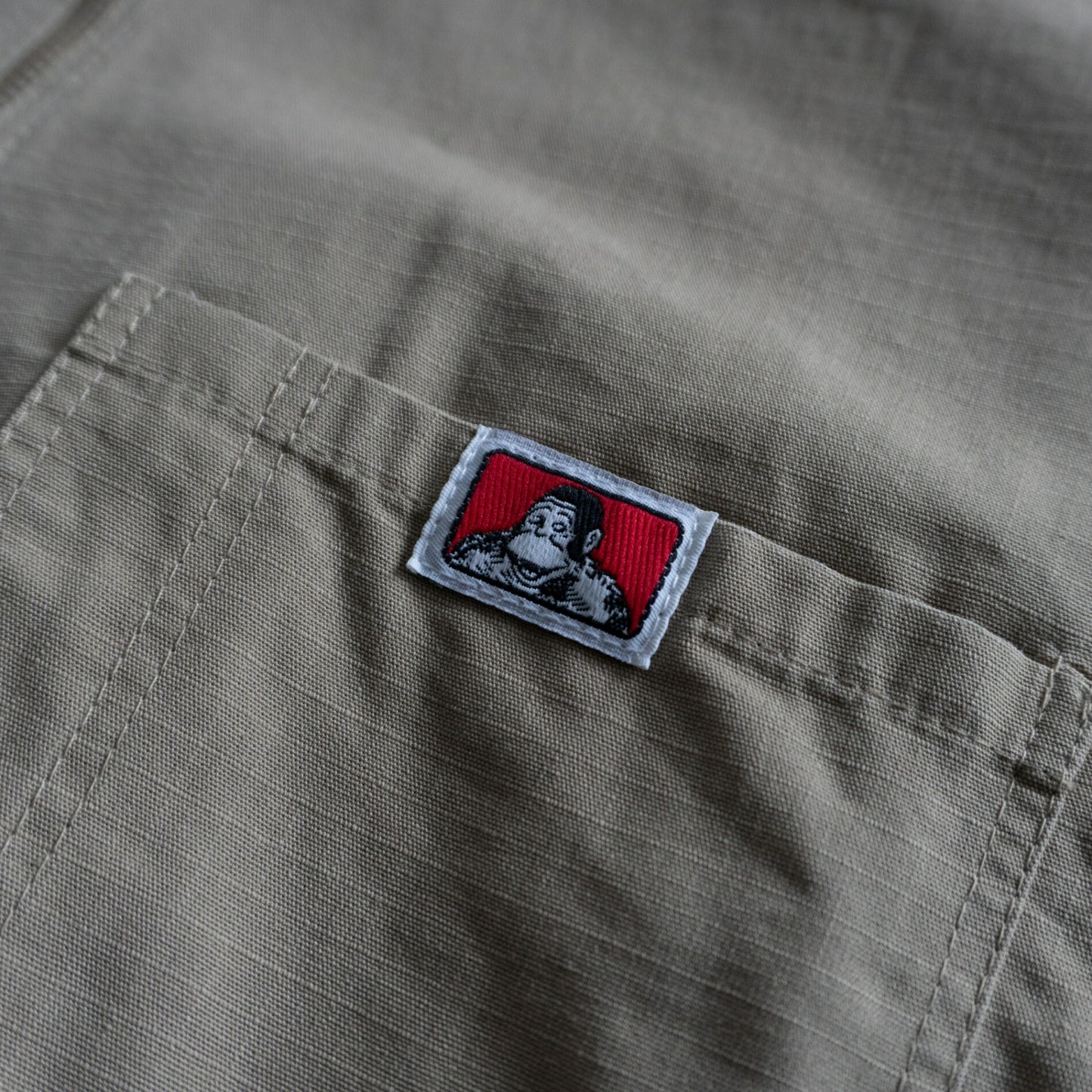 Ben Davis Half-zip short-sleeve workshirt Beige Size XL