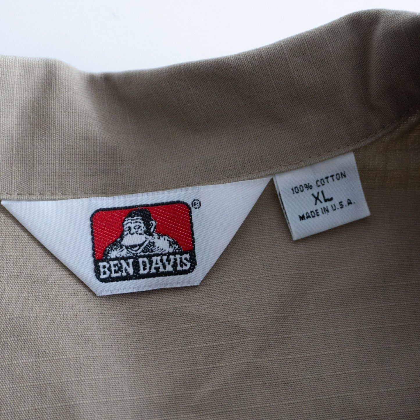 Ben Davis Half-zip short-sleeve workshirt Beige Size XL