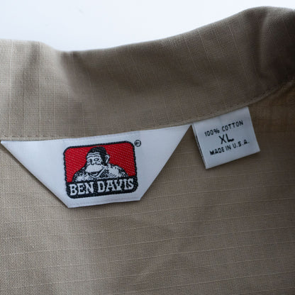 Ben Davis Half-zip short-sleeve workshirt Beige Size XL
