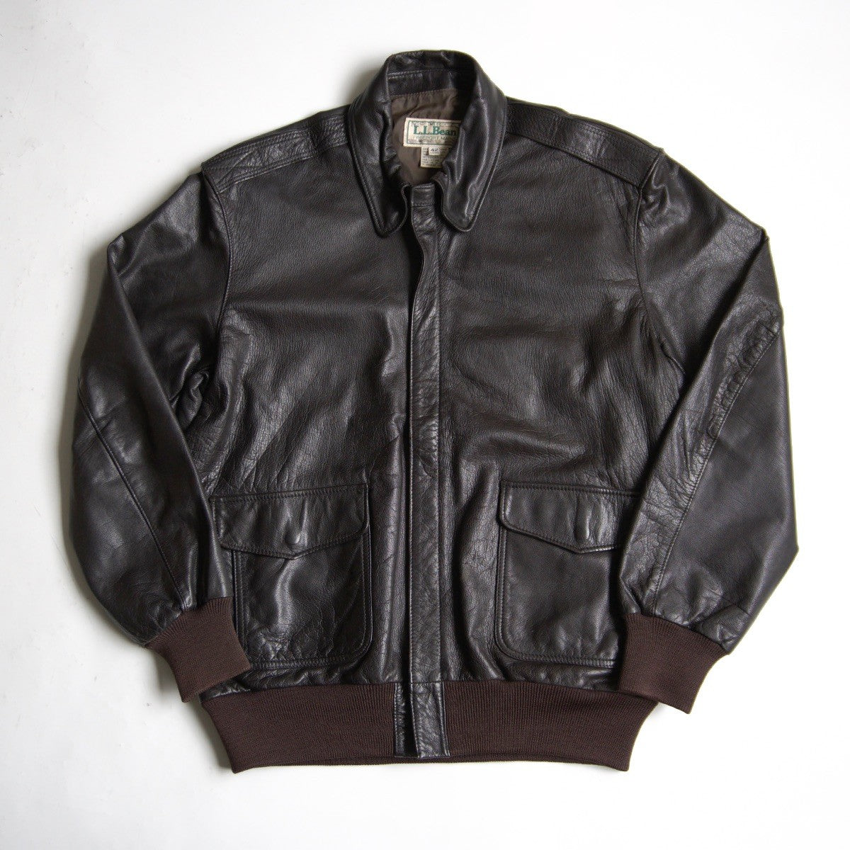 L.L. Bean 80S A-2 Leather Flight Jacket Brown Size 42