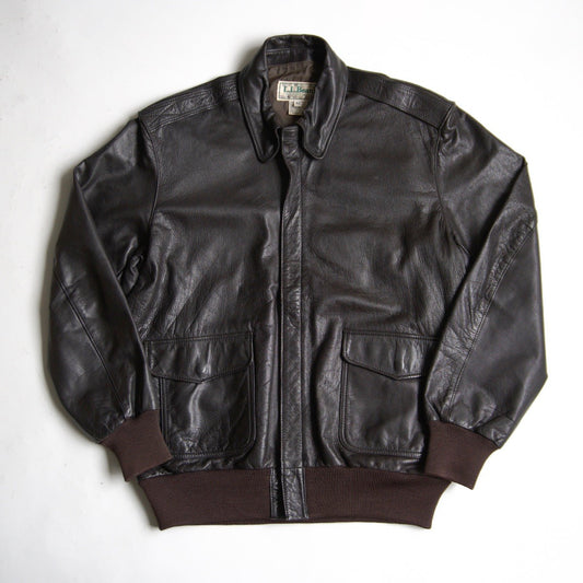 L.L. Bean 80S A-2 Leather Flight Jacket Brown Size 42