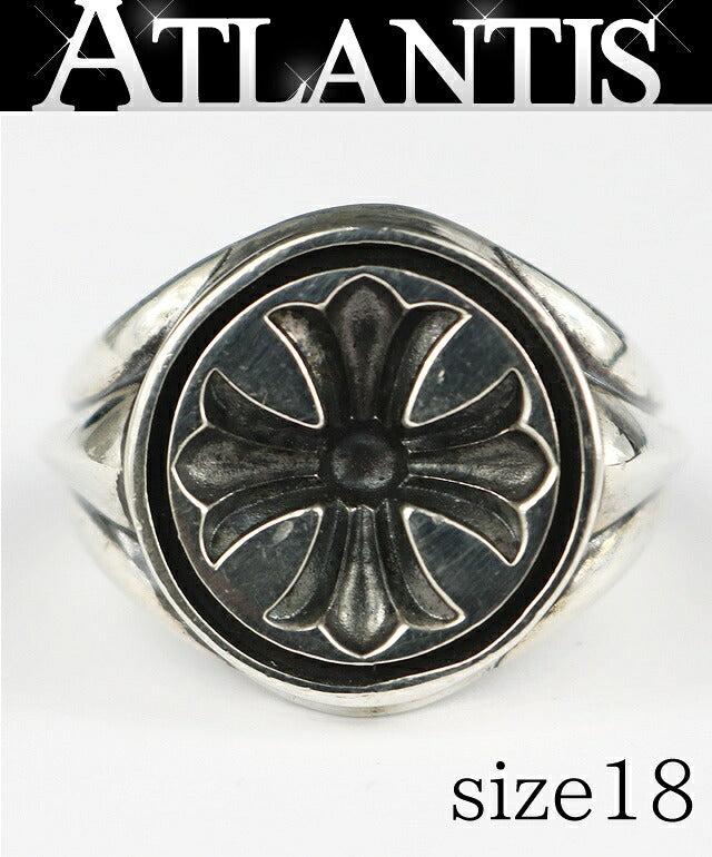 CHROME HEARTS CH Plus Seal Stamp Silver Ring Size ONE SIZE