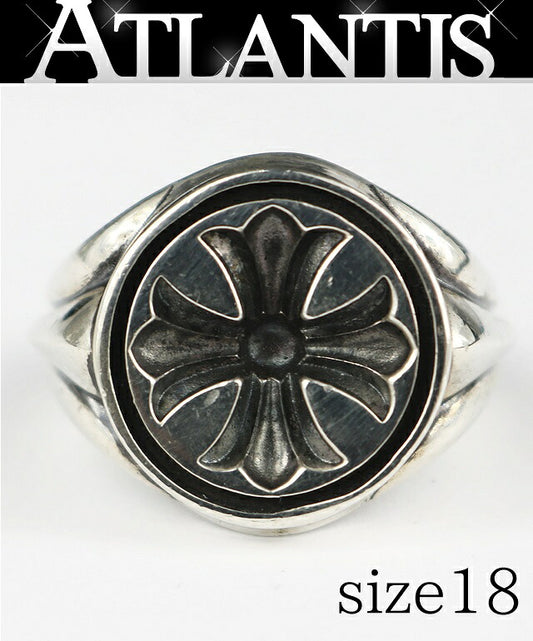 CHROME HEARTS CH Plus Seal Stamp Silver Ring Size US 8.5