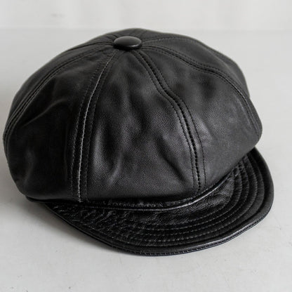 NEW YORK HAT Leather flat cap Hat Black Size L