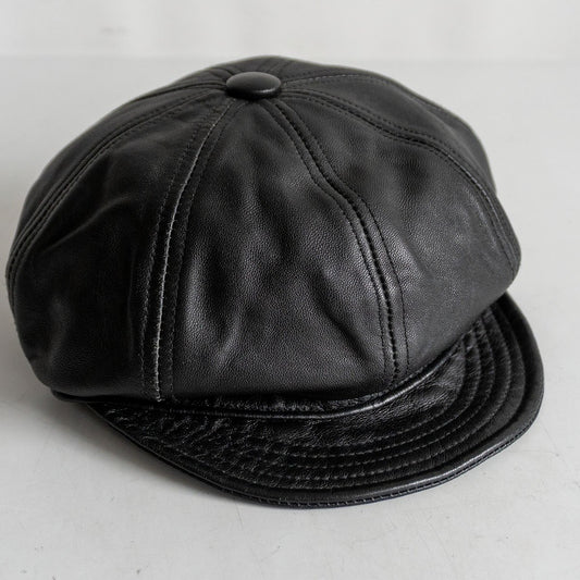 NEW YORK HAT Leather flat cap Hat Black Size L