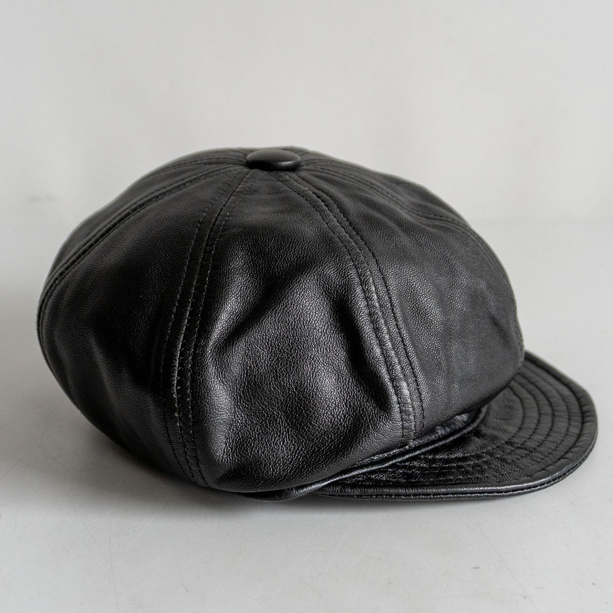 NEW YORK HAT Leather flat cap Hat Black Size L