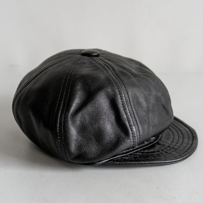 NEW YORK HAT Leather flat cap Hat Black Size L