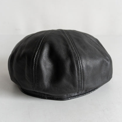 NEW YORK HAT Leather flat cap Hat Black Size L