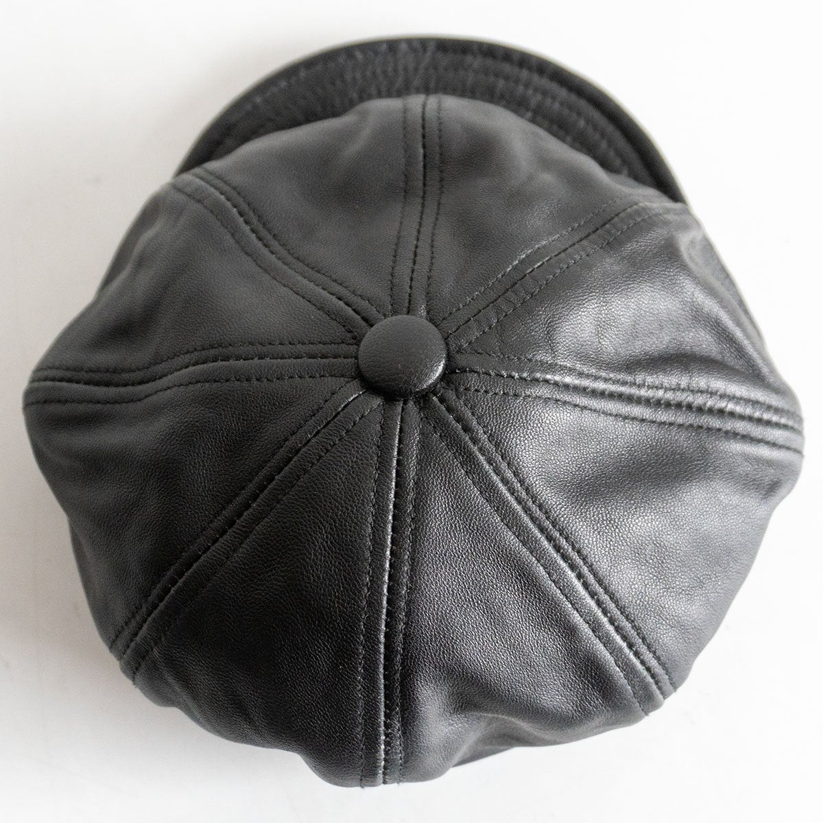 NEW YORK HAT Leather flat cap Hat Black Size L