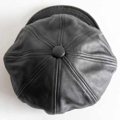 NEW YORK HAT Leather flat cap Hat Black Size L