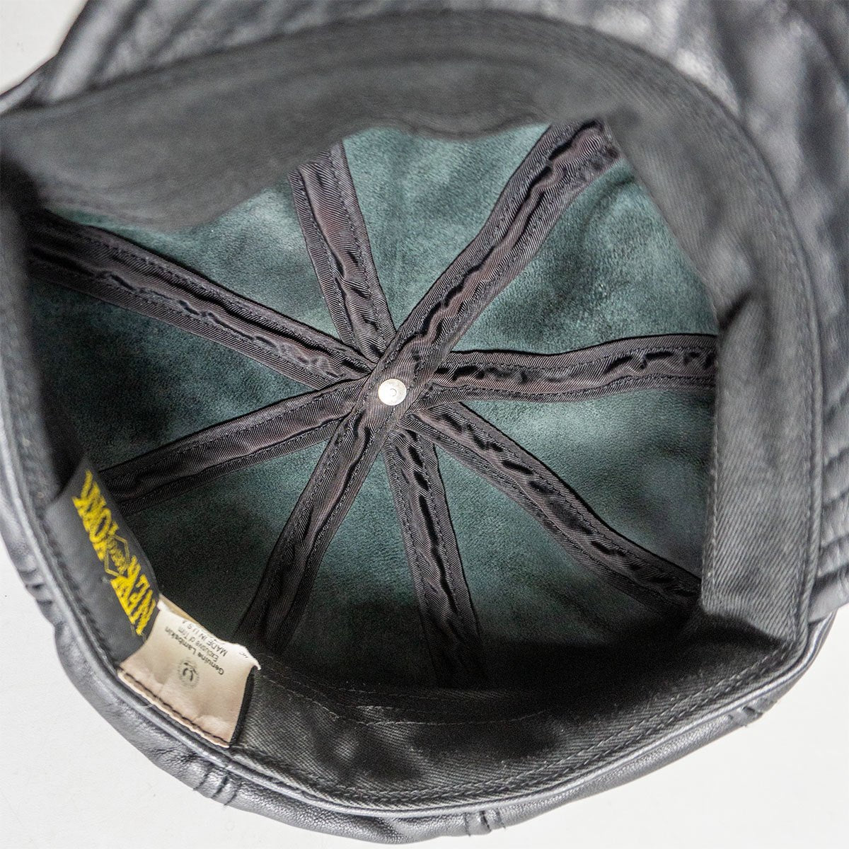 NEW YORK HAT Leather flat cap Hat Black Size L