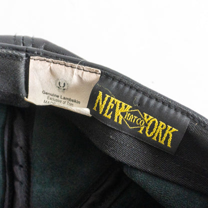 NEW YORK HAT Leather flat cap Hat Black Size L