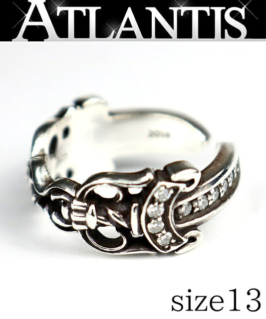 CHROME HEARTS Double Dagger Pave Ring SV925 Size US 6.5