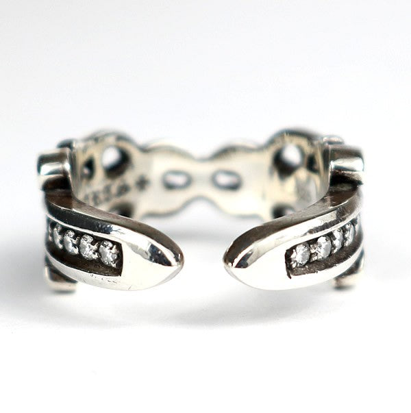 CHROME HEARTS Double Dagger Pave Ring SV925 Size ONE SIZE