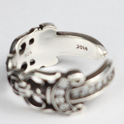 CHROME HEARTS Double Dagger Pave Ring SV925 Size ONE SIZE
