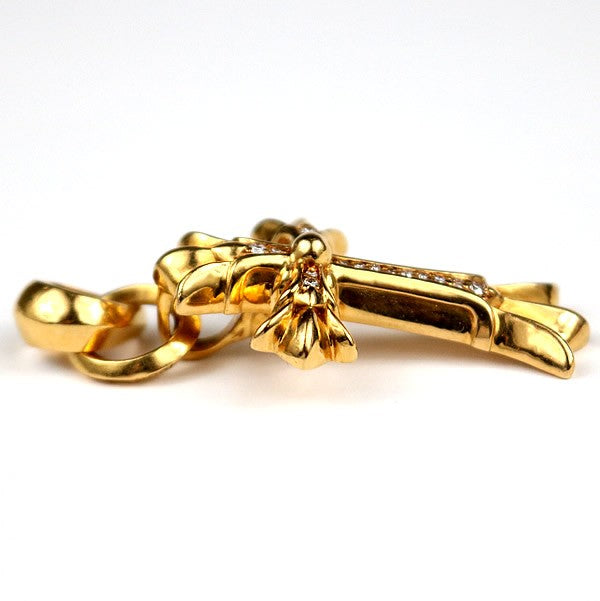 CHROME HEARTS 22K Double CH Diamond Pendant Size ONE SIZE