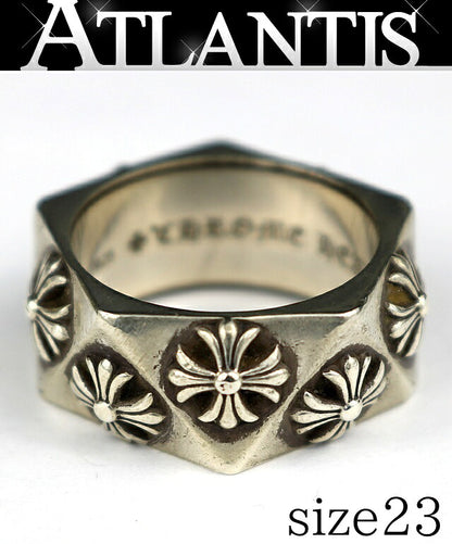 CHROME HEARTS Pentagon CH Plus 925 Silver Ring Size ONE SIZE