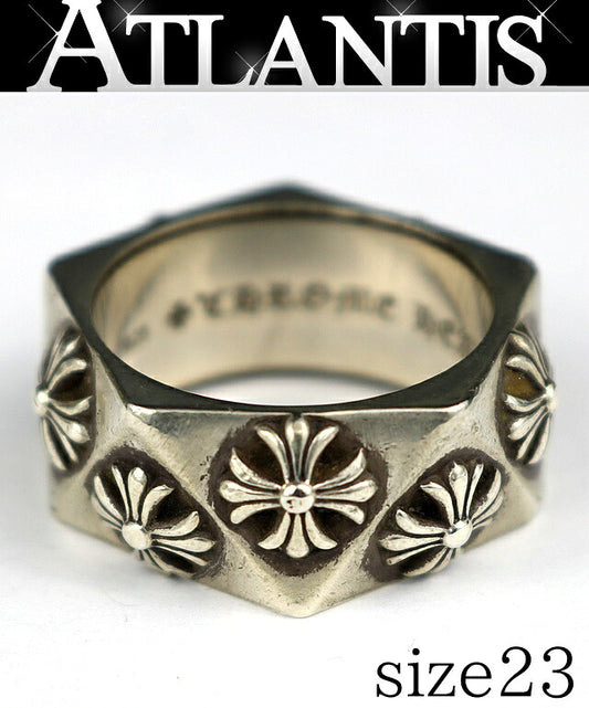 CHROME HEARTS Pentagon CH Plus 925 Silver Ring Size US 10.5