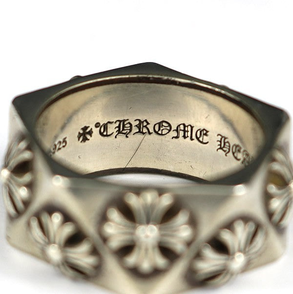 CHROME HEARTS Pentagon CH Plus 925 Silver Ring Size ONE SIZE