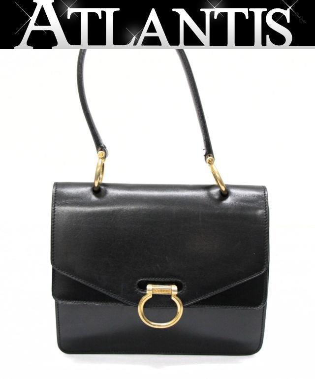 CELINE Vintage Small Double Flap Handbag Black Size ONE SIZE