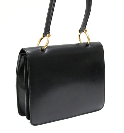 CELINE Vintage Small Double Flap Handbag Black Size ONE SIZE