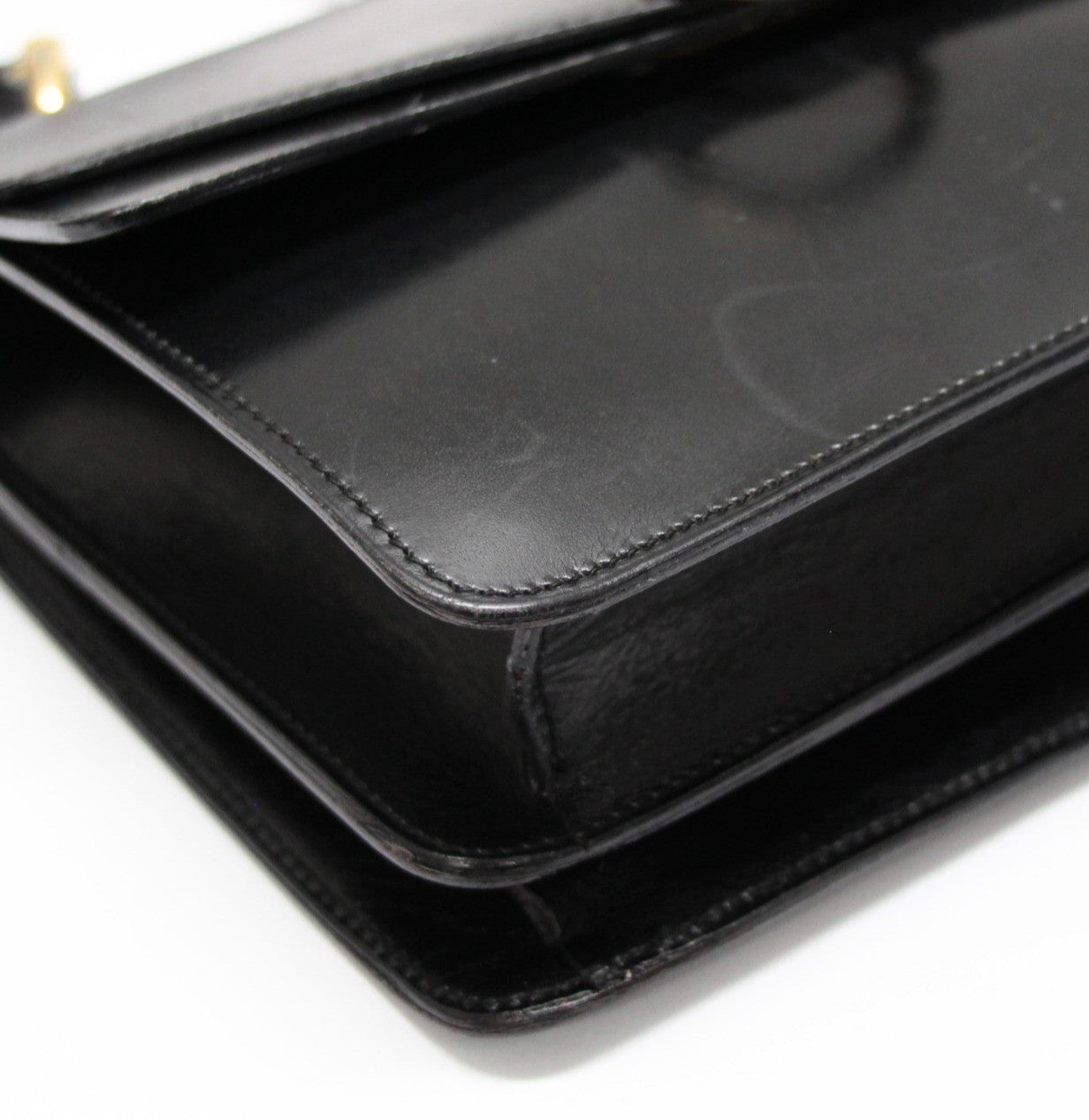 CELINE Vintage Small Double Flap Handbag Black Size ONE SIZE