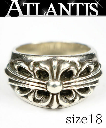 CHROME HEARTS Floral Cross 925 Silver Ring Size ONE SIZE