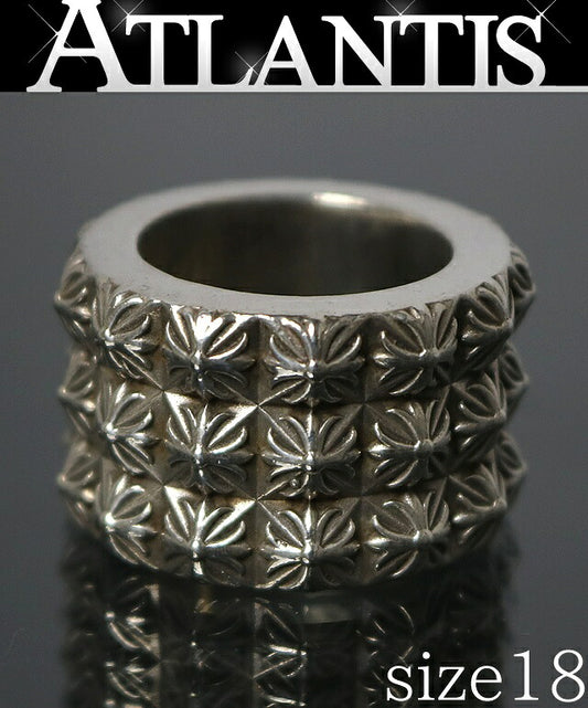 CHROME HEARTS Triple Beat Punk 925 Silver Ring Size US 8.5