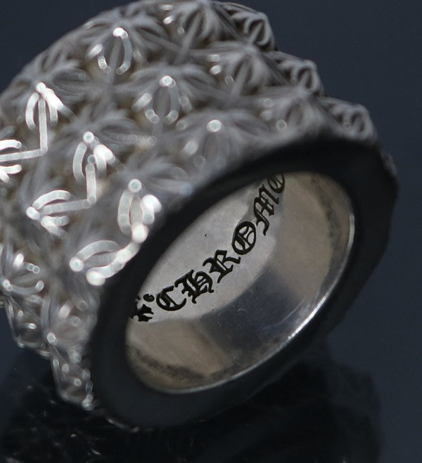 CHROME HEARTS Triple Beat Punk 925 Silver Ring Size ONE SIZE