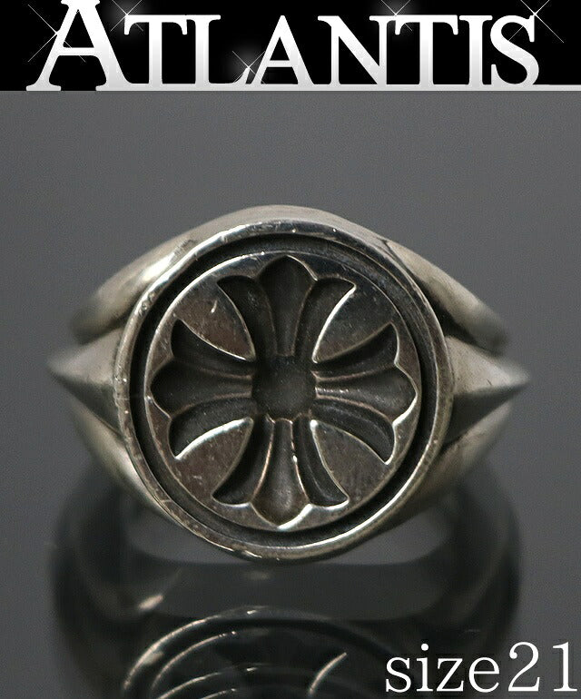 CHROME HEARTS CH Plus Seal Stamp Silver Ring Size ONE SIZE