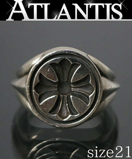CHROME HEARTS CH Plus Seal Stamp Silver Ring Size US 10