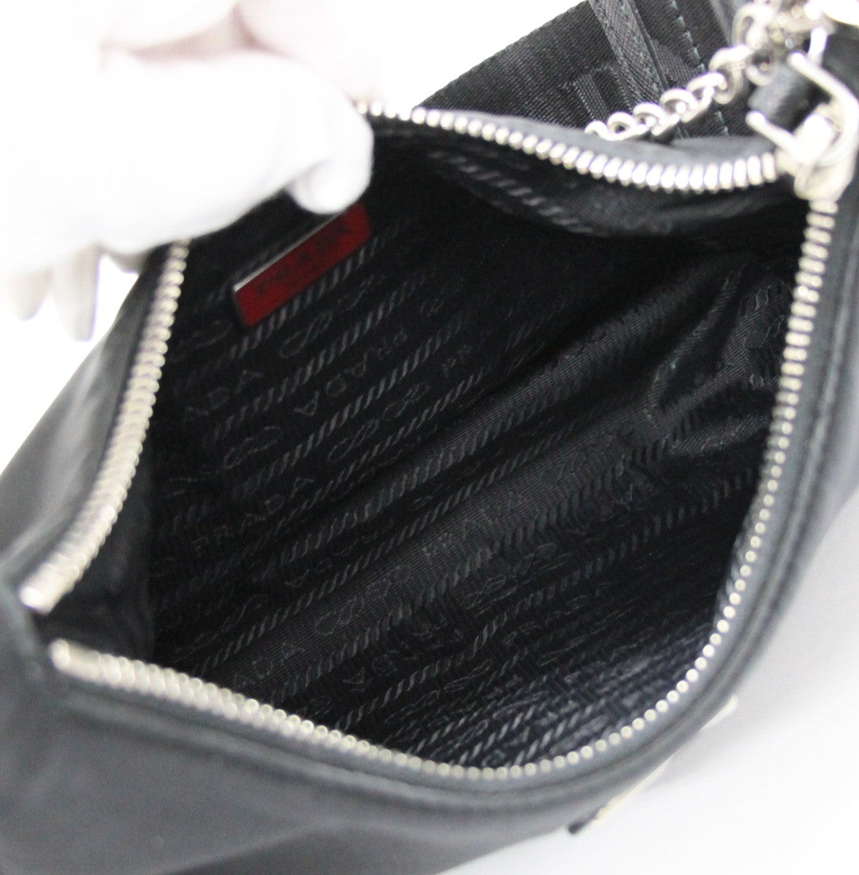 PRADA Re-Edition Red Triangle Logo Bag Black Size ONE SIZE