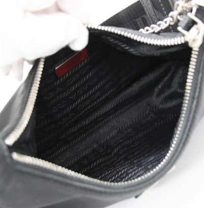 PRADA Re-Edition Red Triangle Logo Bag Black Size ONE SIZE
