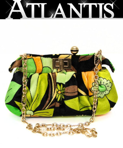 FENDI Peekaboo Click Velvet Chain Bag Green Size ONE SIZE