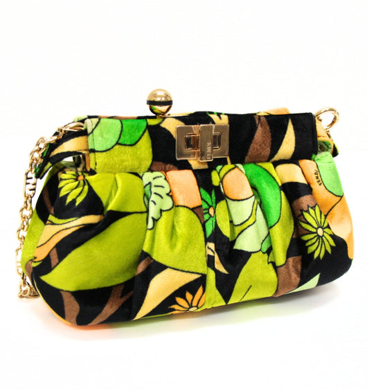 FENDI Peekaboo Click Velvet Chain Bag Green Size ONE SIZE