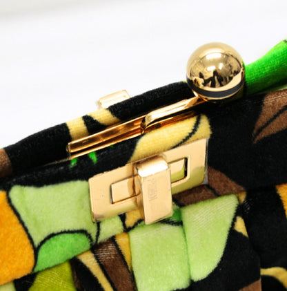 FENDI Peekaboo Click Velvet Chain Bag Green Size ONE SIZE