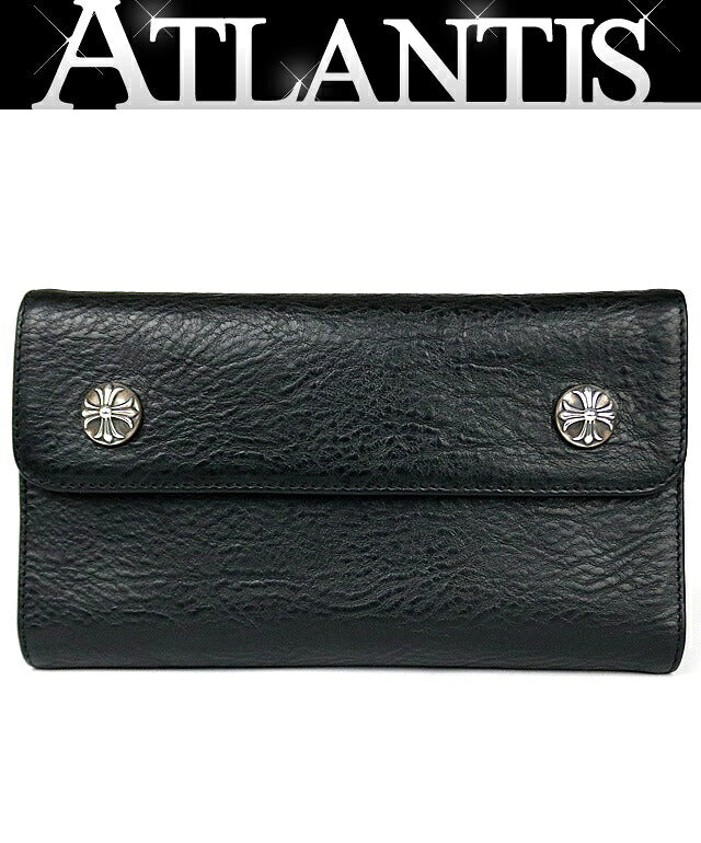 CHROME HEARTS Wave Cross Button Leather Wallet Size ONE SIZE