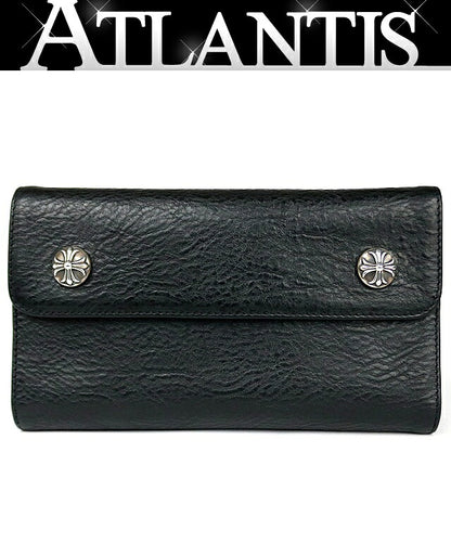 CHROME HEARTS Wave Cross Button Leather Wallet Size ONE SIZE