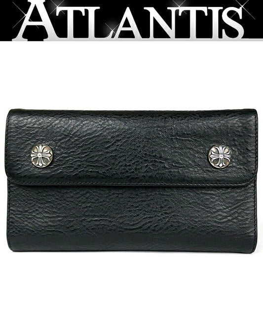 CHROME HEARTS Wave Cross Button Leather Wallet Size ONE SIZE