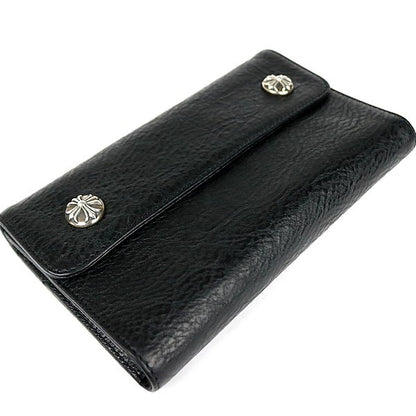 CHROME HEARTS Wave Cross Button Leather Wallet Size ONE SIZE