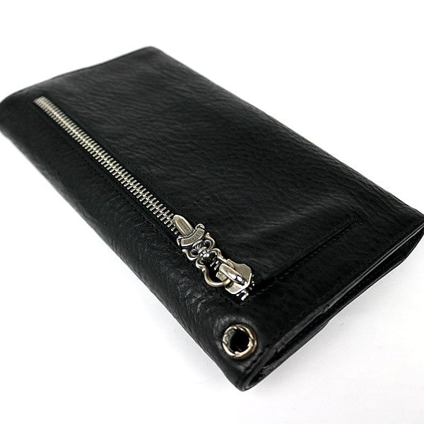 CHROME HEARTS Wave Cross Button Leather Wallet Size ONE SIZE