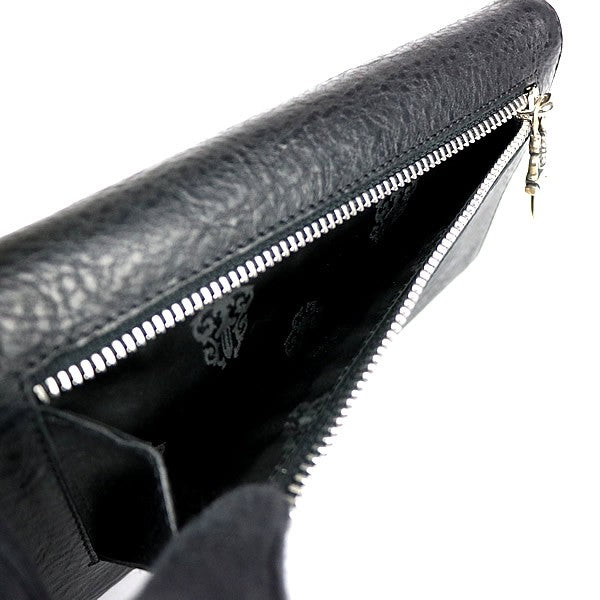 CHROME HEARTS Wave Cross Button Leather Wallet Size ONE SIZE