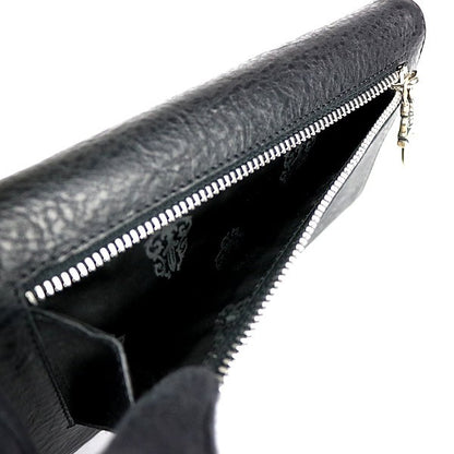 CHROME HEARTS Wave Cross Button Leather Wallet Size ONE SIZE