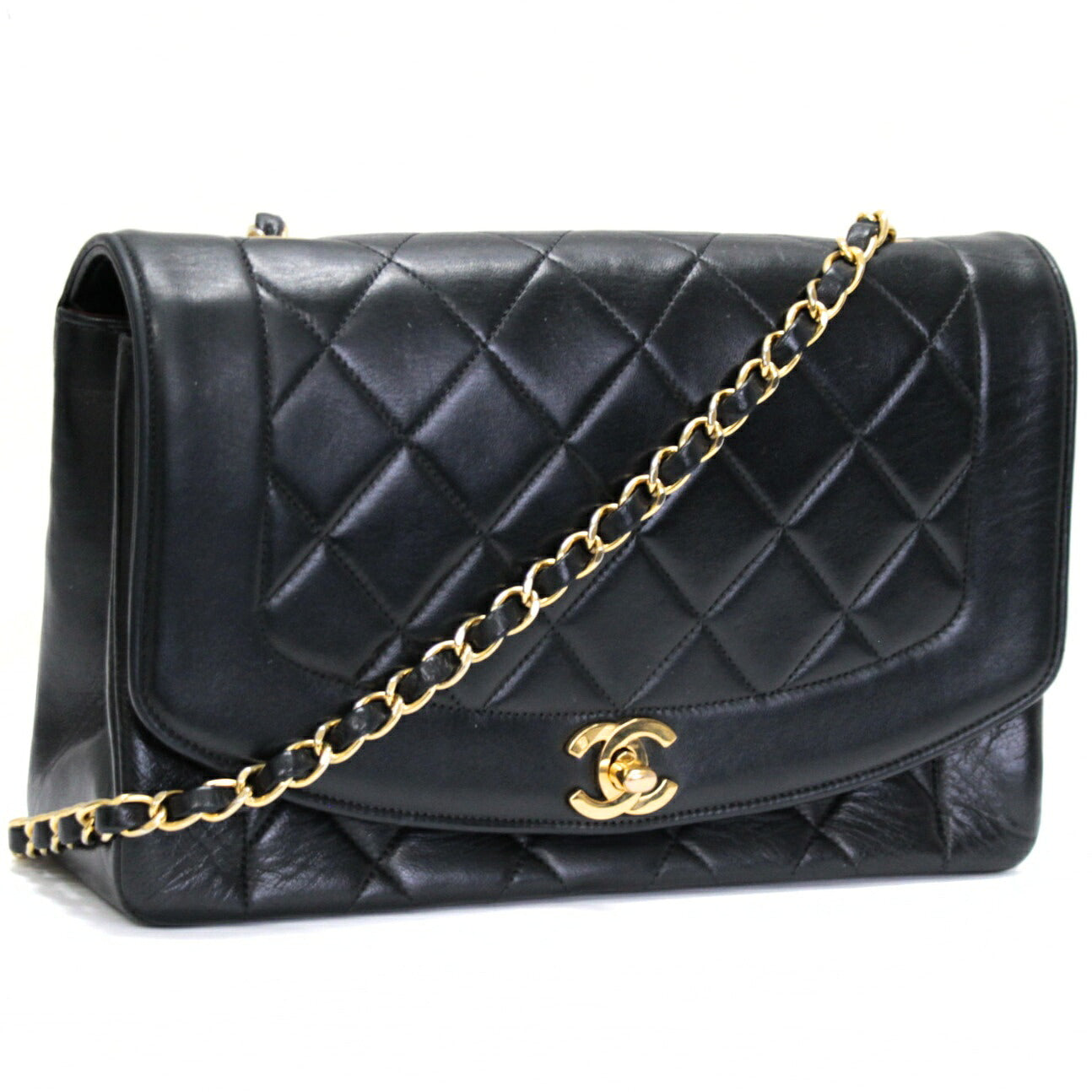 CHANEL Diana 25 Matelasse Lambskin Bag Black Size ONE SIZE