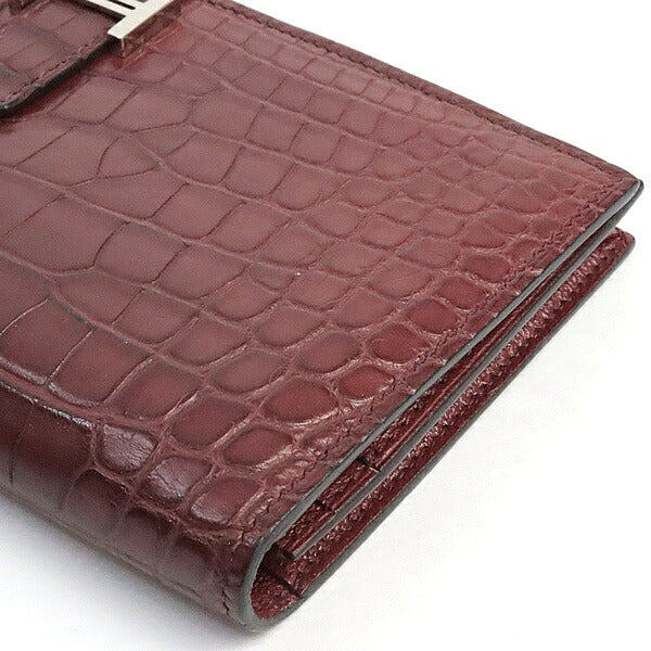 HERMES Bearn Soufflet Burgundy Wallet Size ONE SIZE